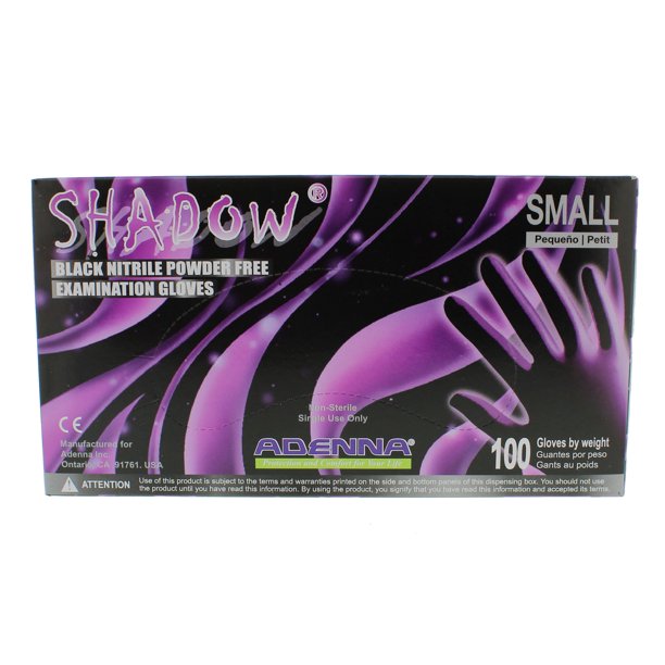 Adenna SHD932-100 Shadow Nitrile Exam Gloves Powder Free Black Small 100/Pk Adenna SHD932-100 Shadow Nitrile Exam Gloves Powder Free Black Small 100/Pk